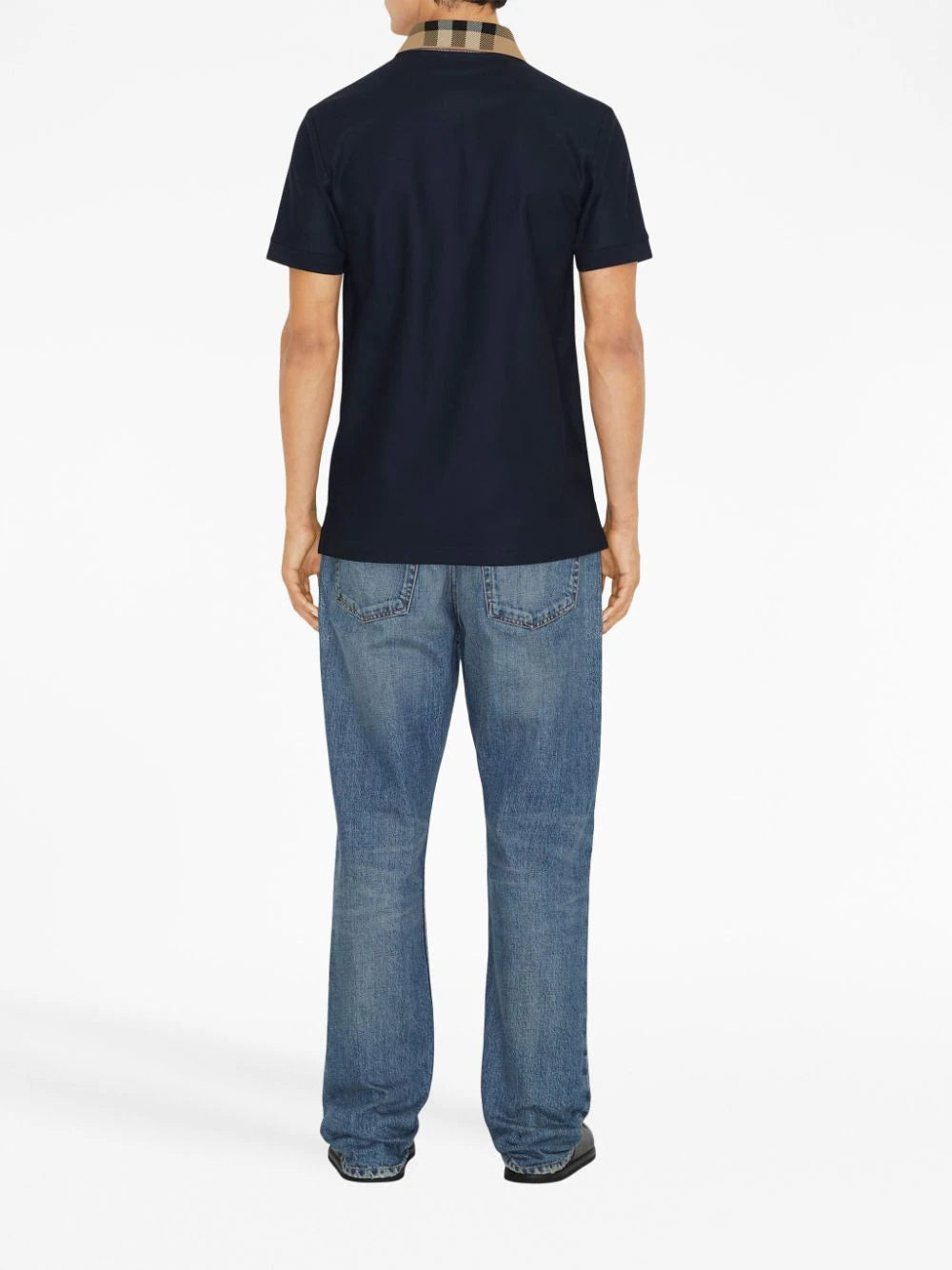 Checked-Collar Cotton Polo Shirt