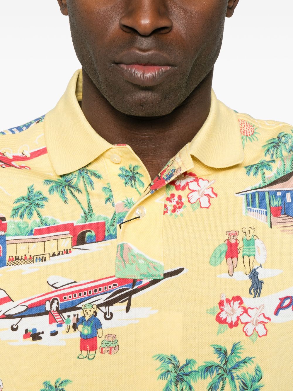 illustration-print polo shirt