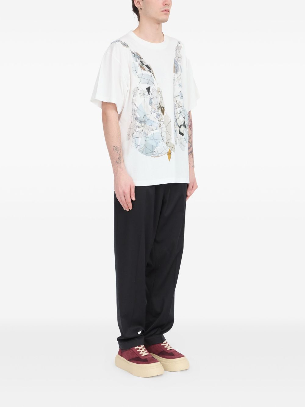 fragmented wings graphic T-shirt