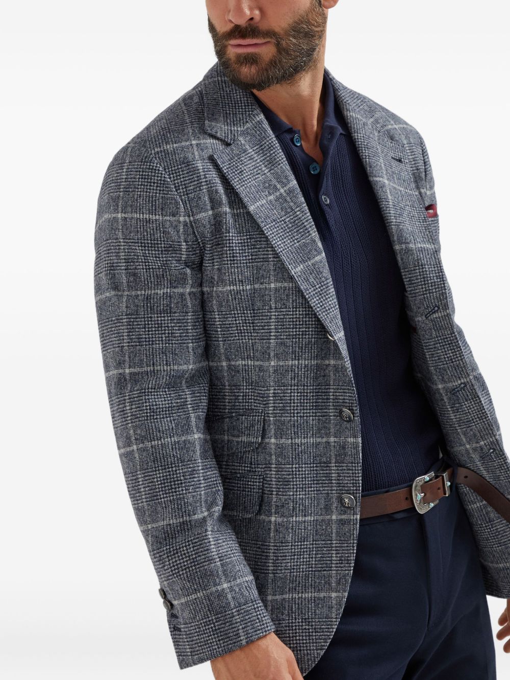 ribbed long-sleeve polo shirt