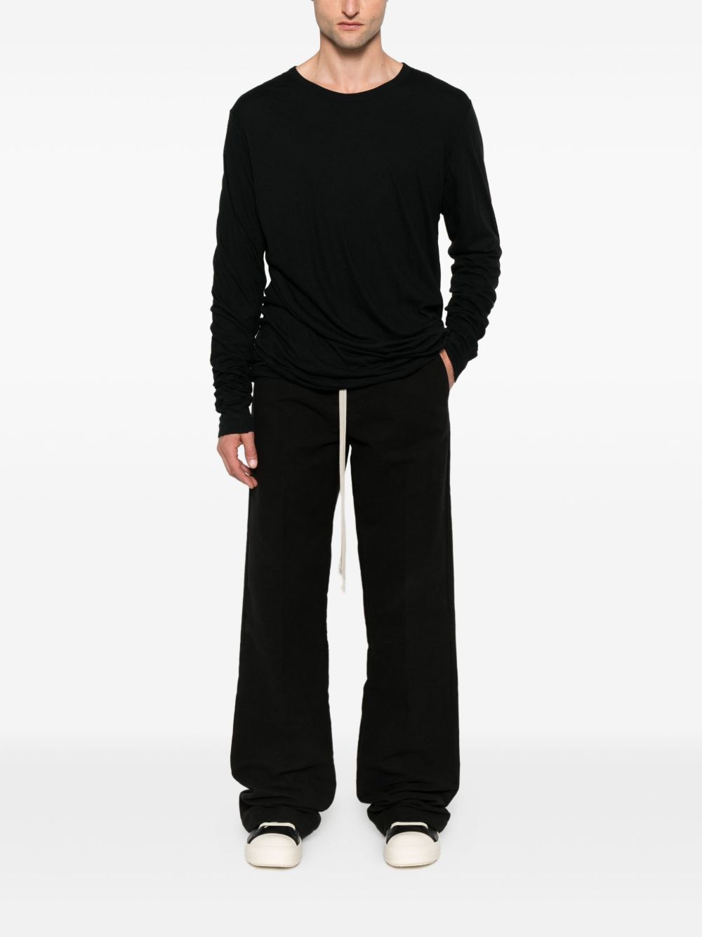organic cotton-blend straight-leg trousers