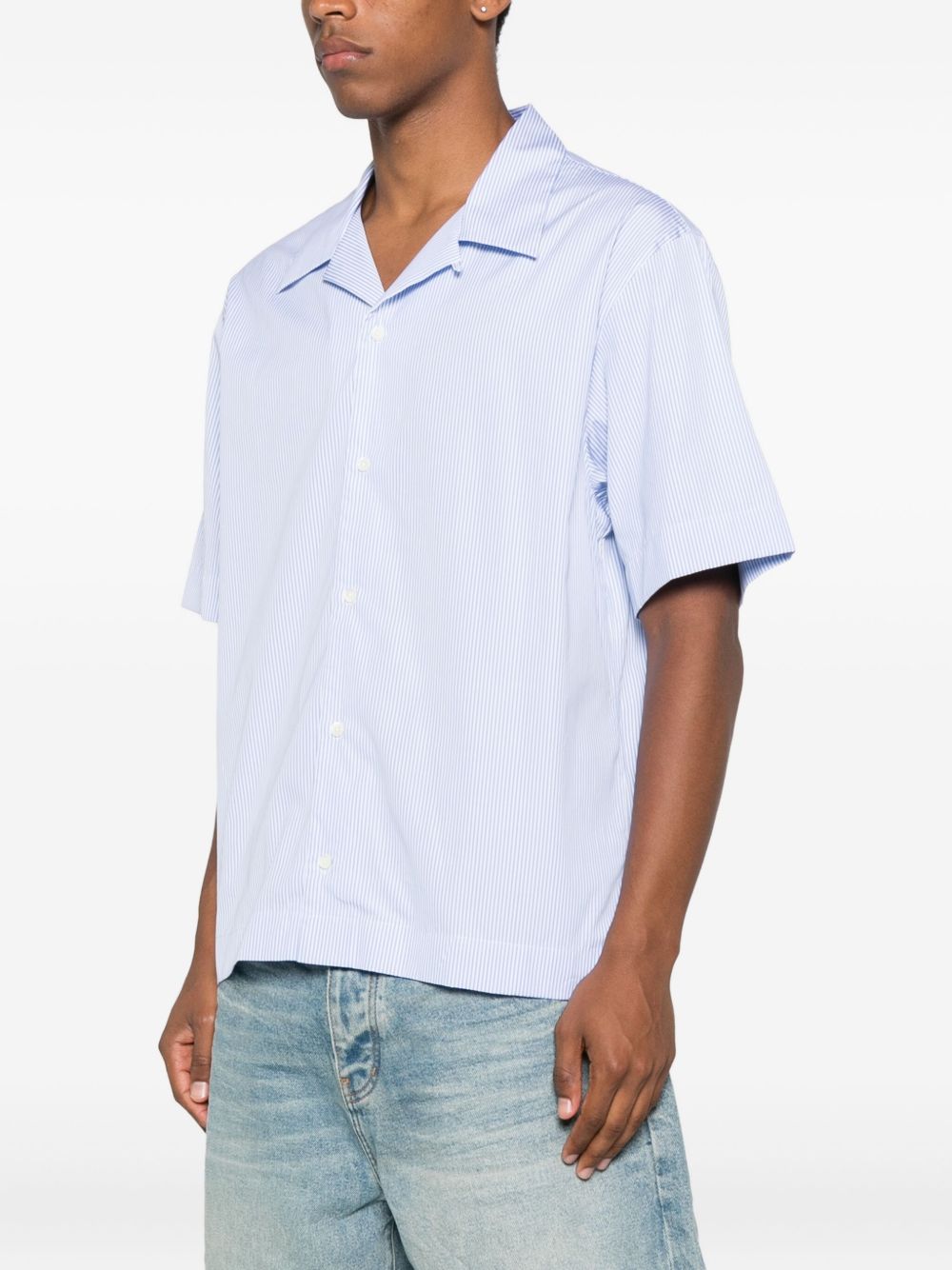 cotton pinstripe bowling shirt
