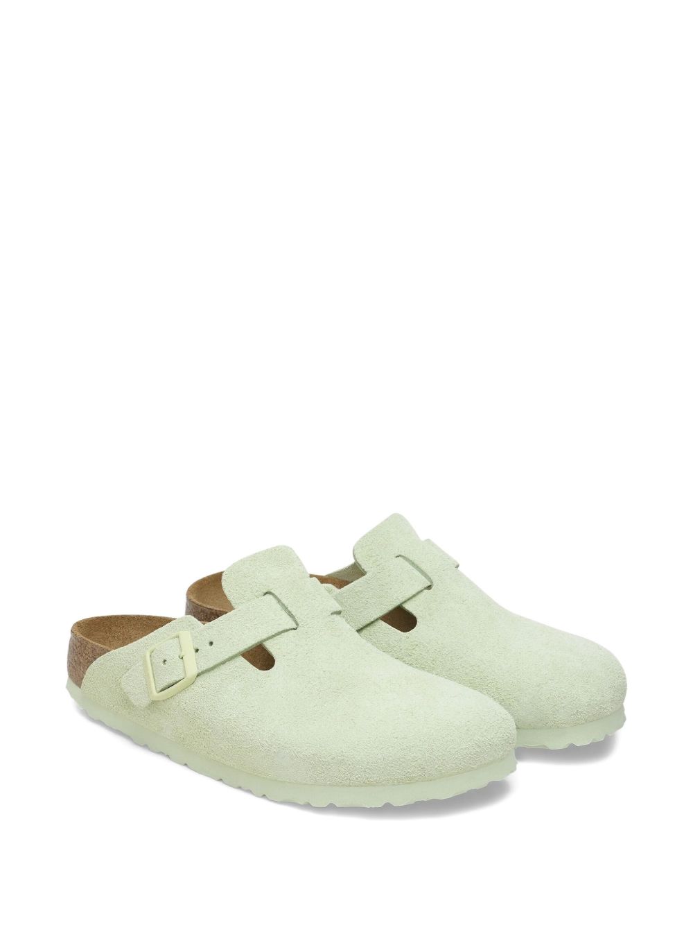 Boston Soft Footbed "faded lime" buckle mules