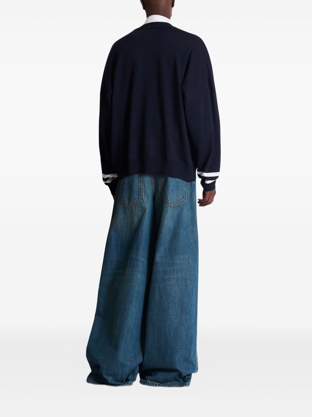 emblem striped sweater