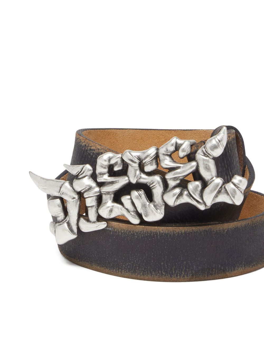 graffiti-buckle leather belt