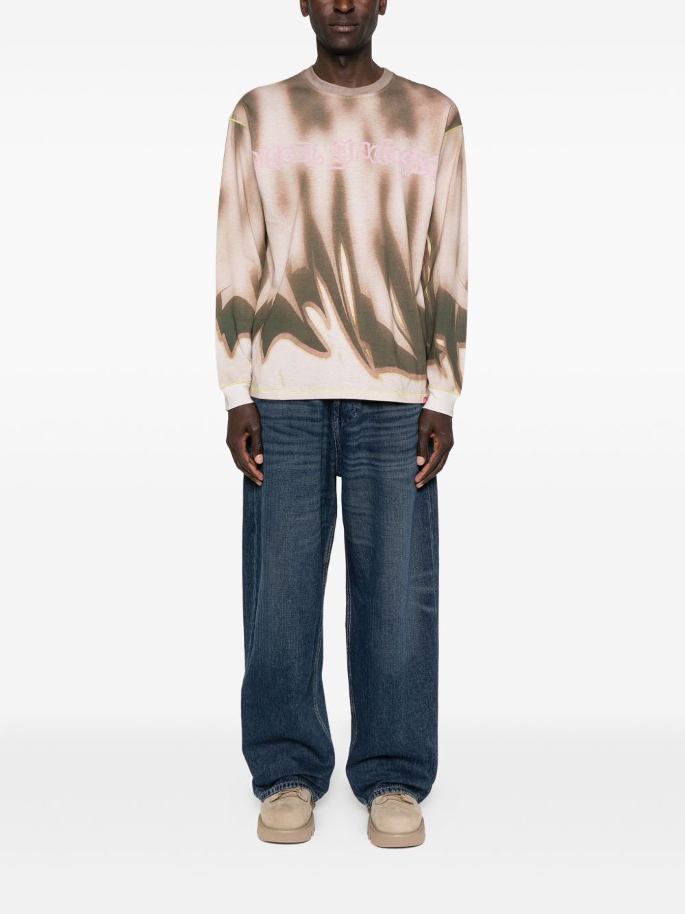 abstract-print long-sleeve T-shirt