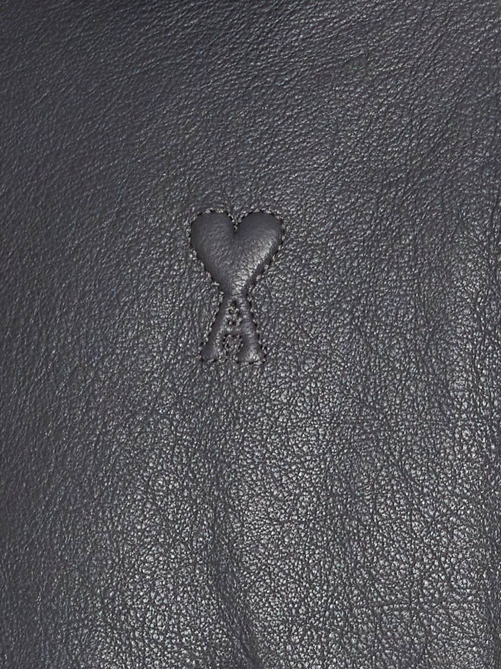 zip-up leather bomber jacket