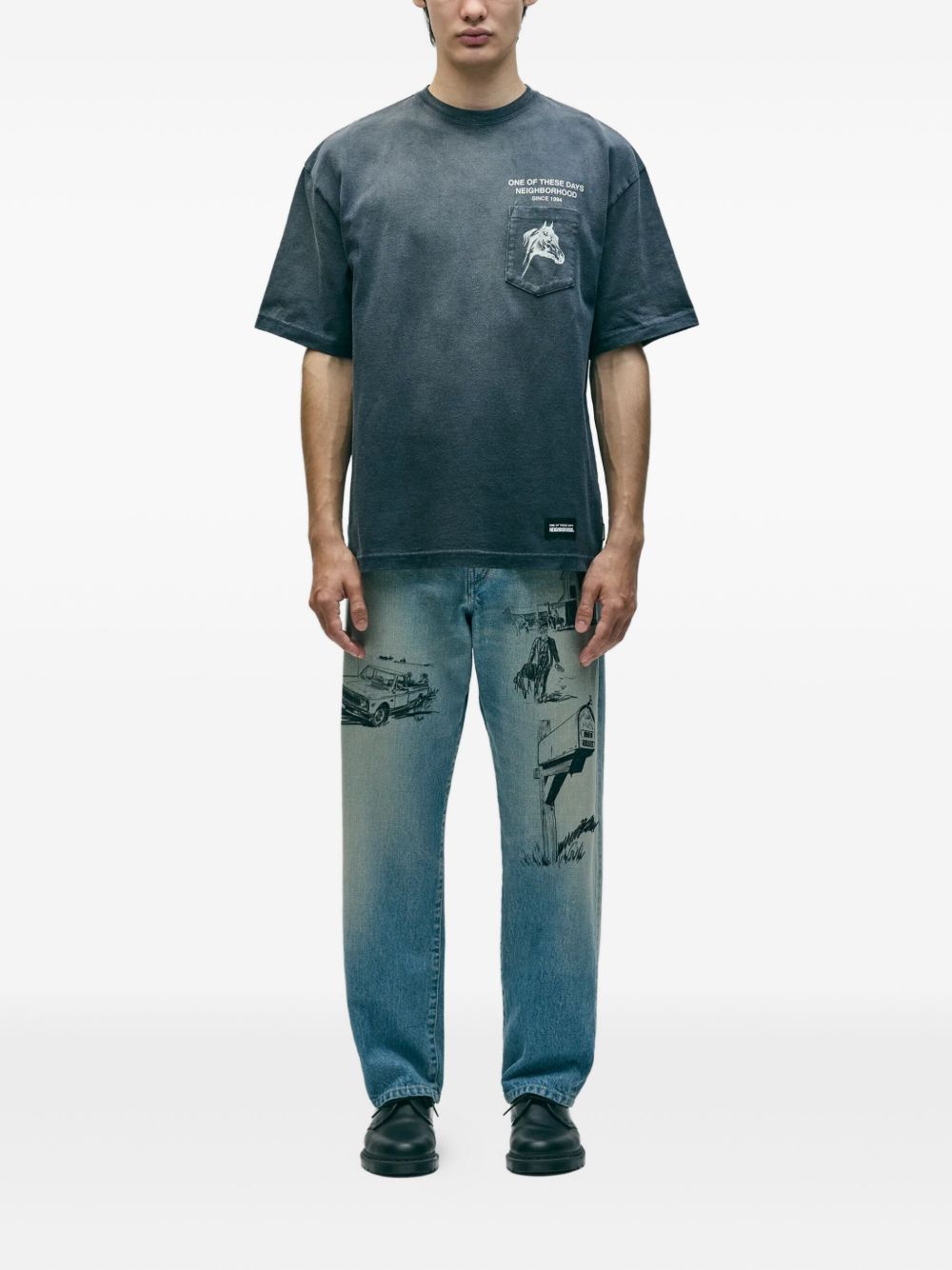 x One Of These Days printed jeans