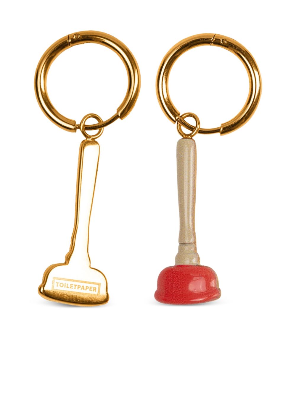 x Toiletpaper dangling sink plunger earrings