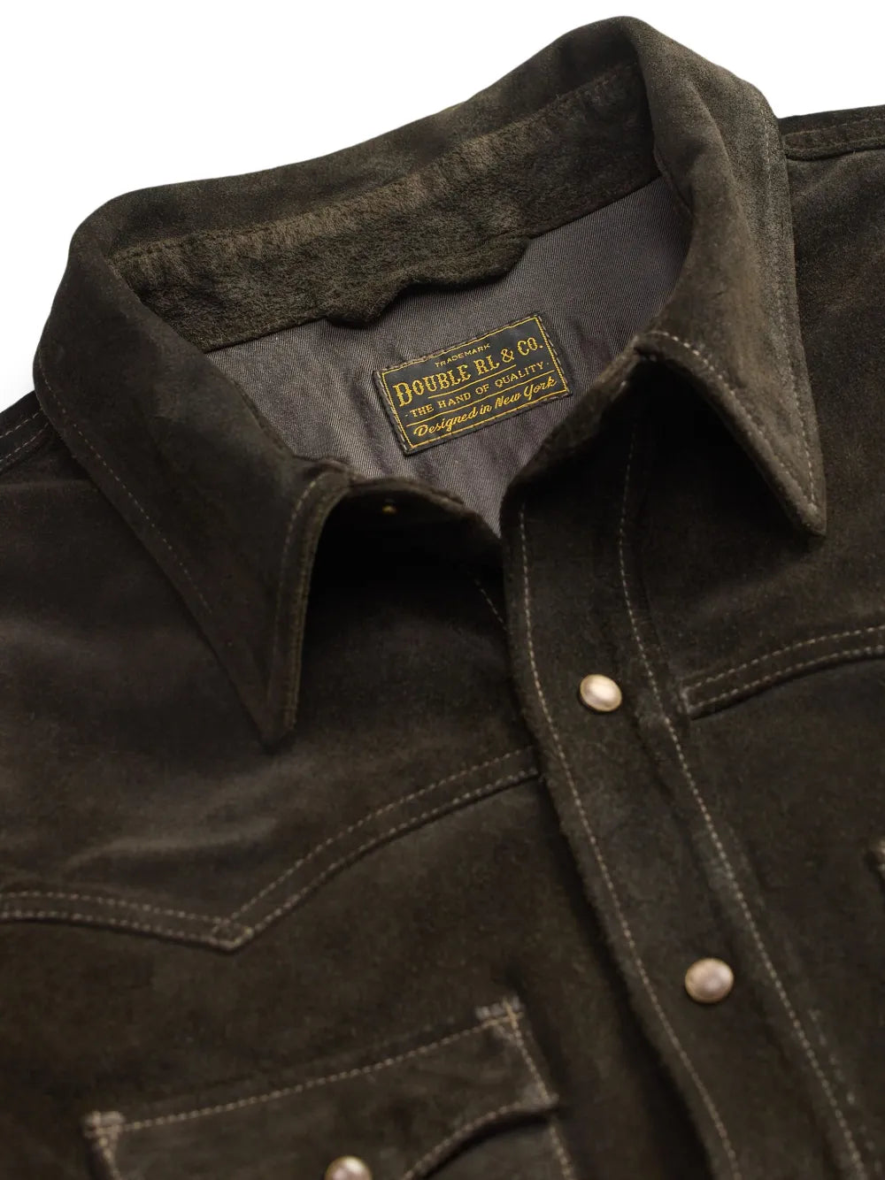 press-stud leather overshirt