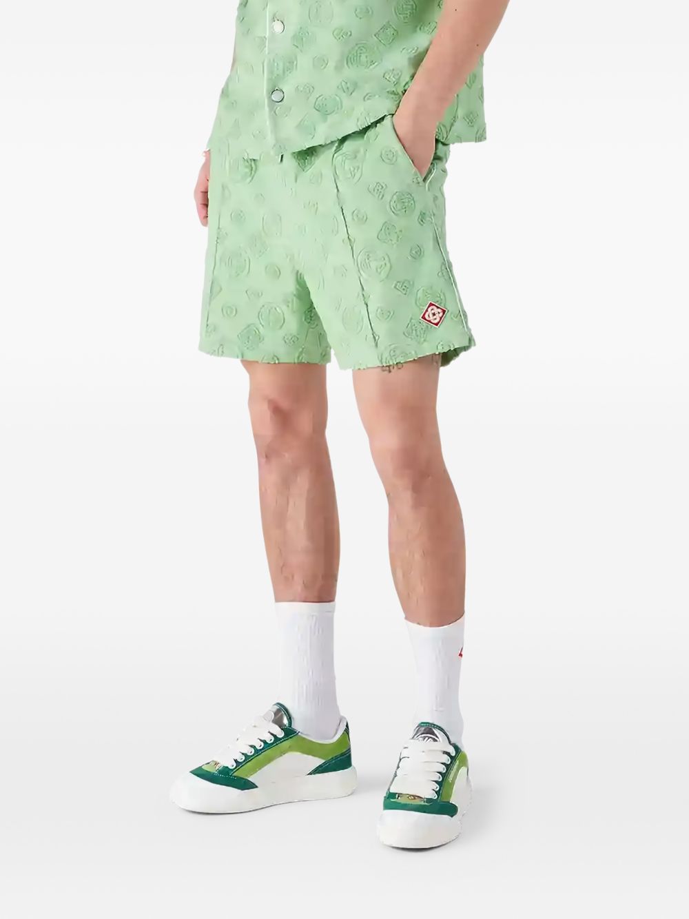 monogram-pattern track shorts