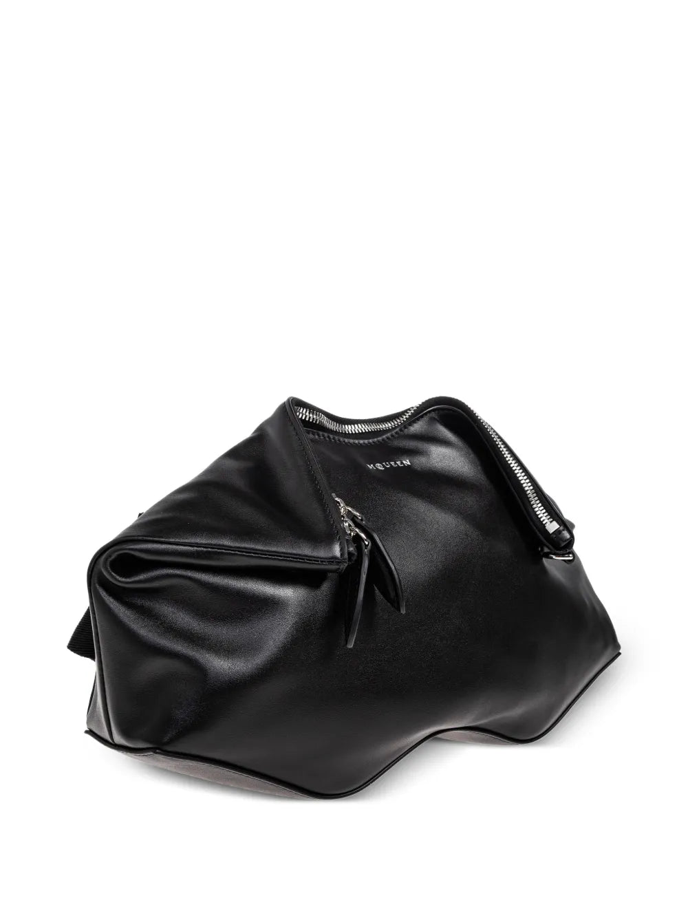zipped leather clutch bag