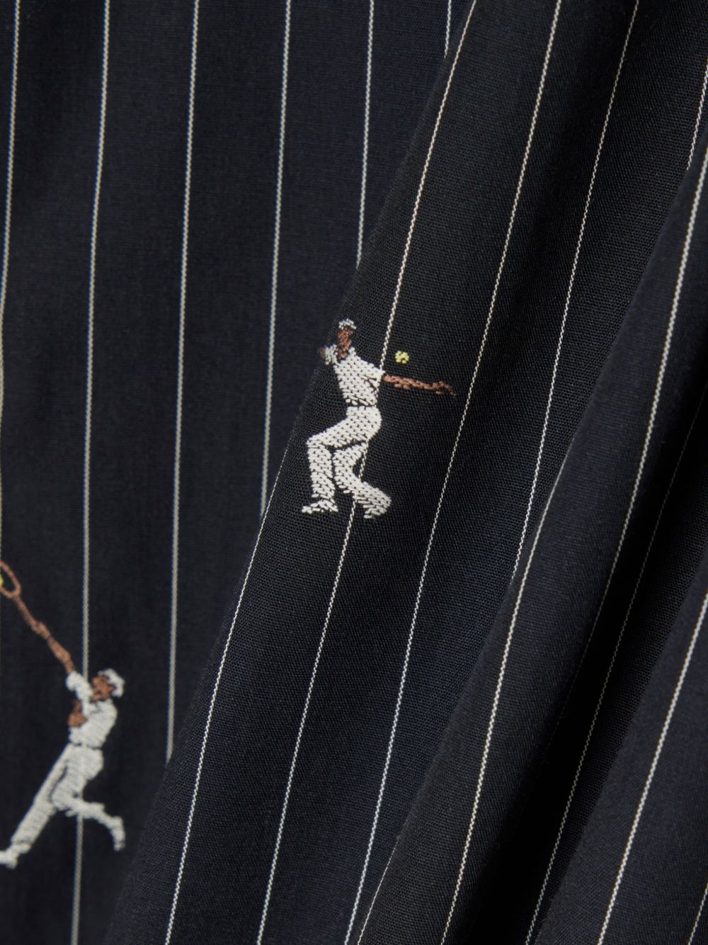 pinstripe tennis-print shirt