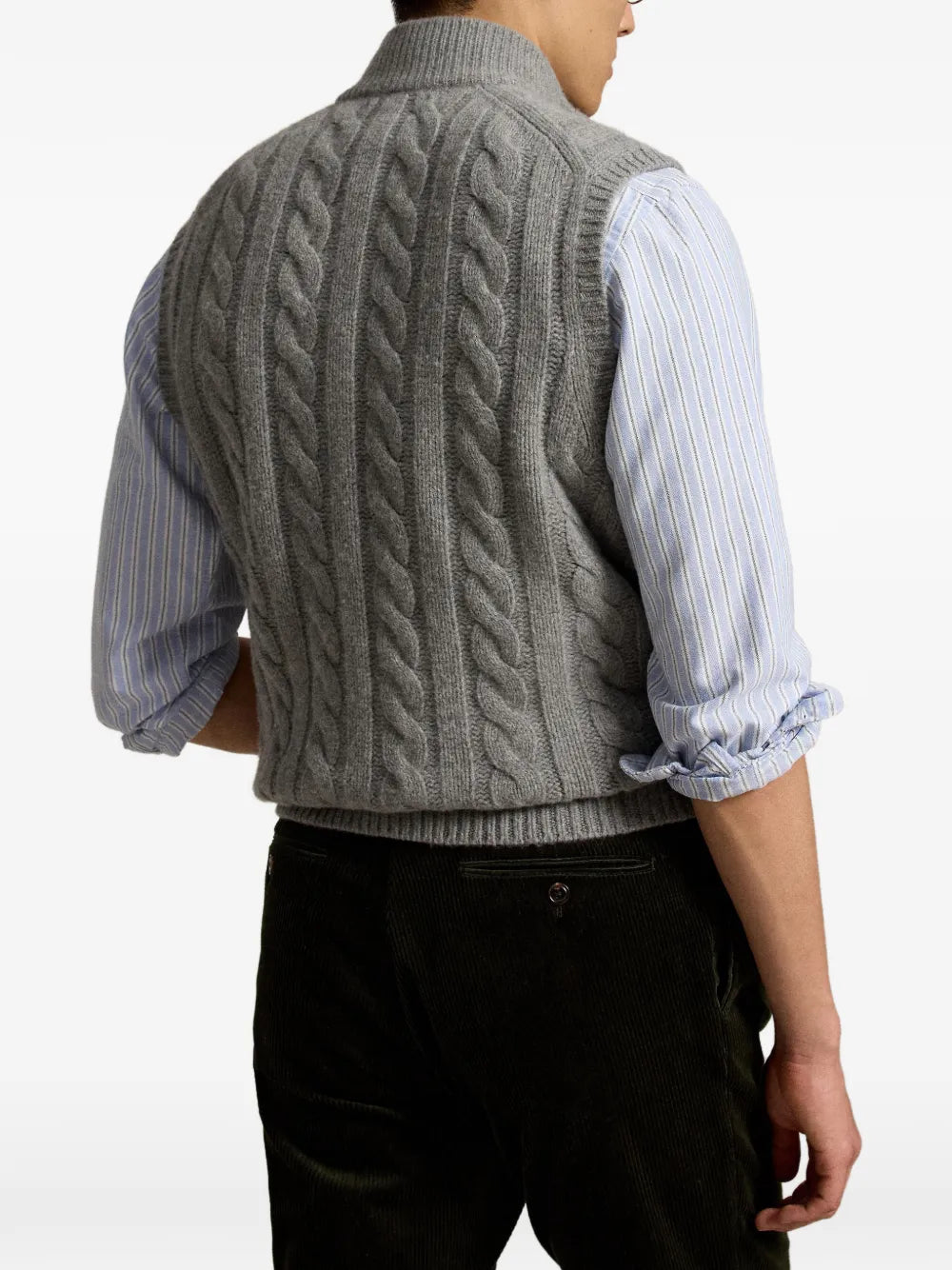 cable-knit zip-up vest