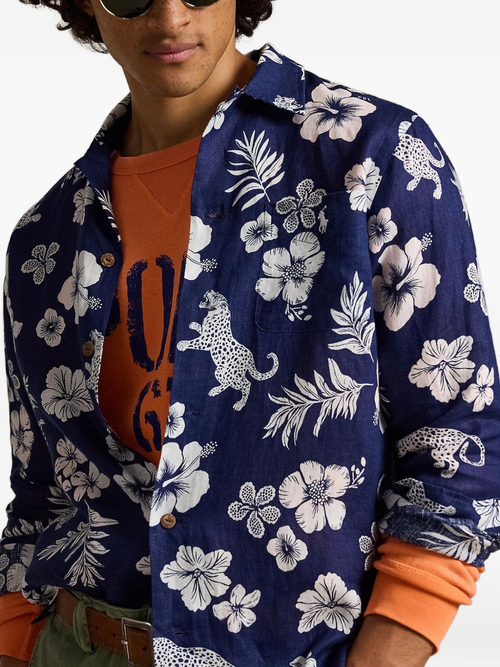 jaguar tropical-print shirt