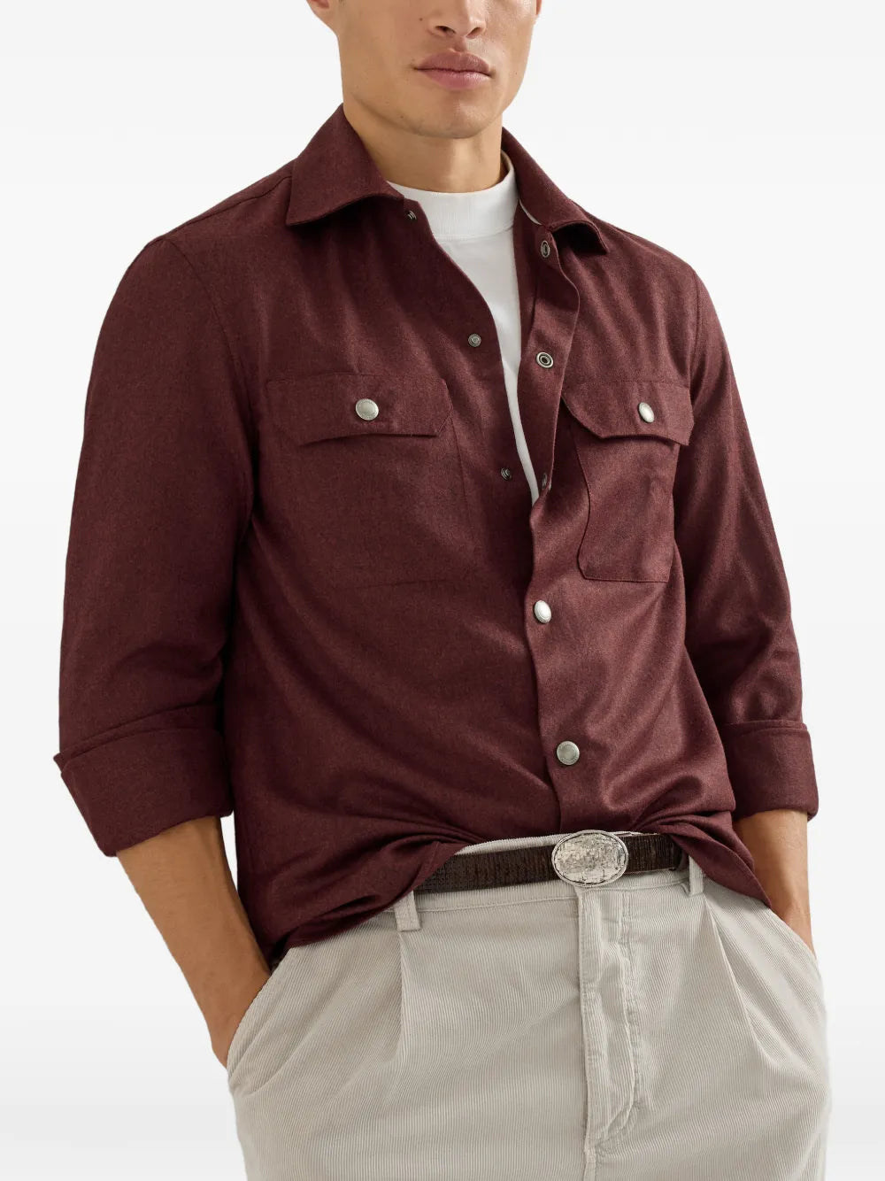 flannel chest-pockets shirt jacket