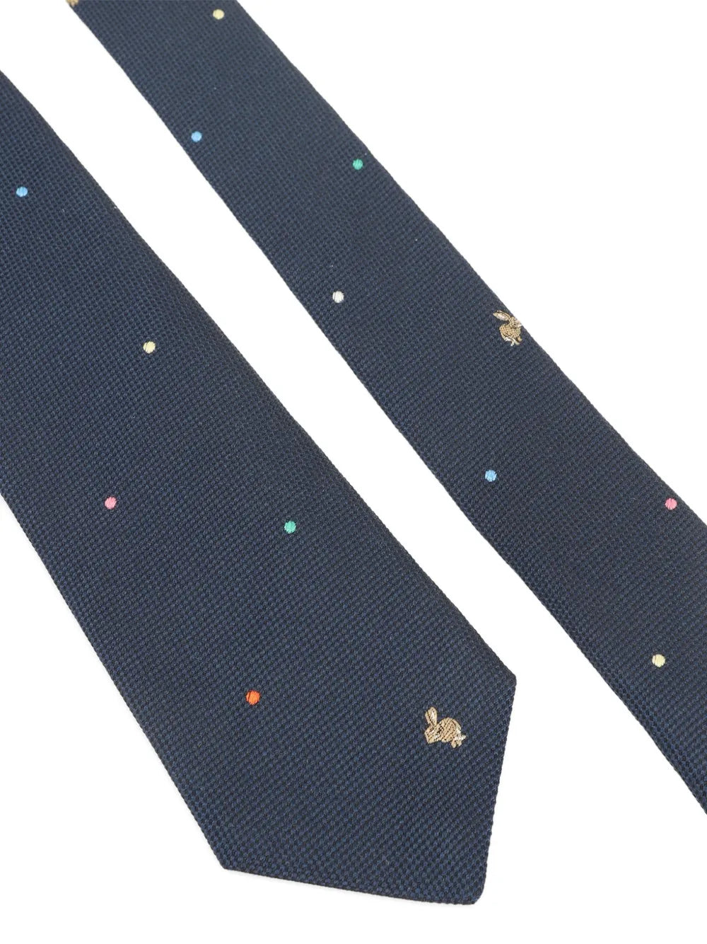 polka-dot rabbit-embroidered tie