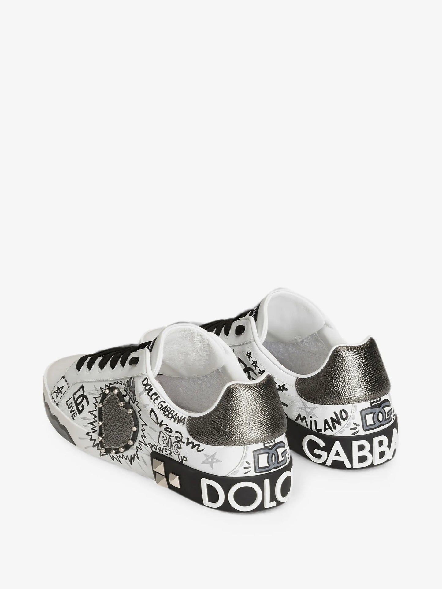 Portofino Embellished Heart-Patch Low-Top Sneakers