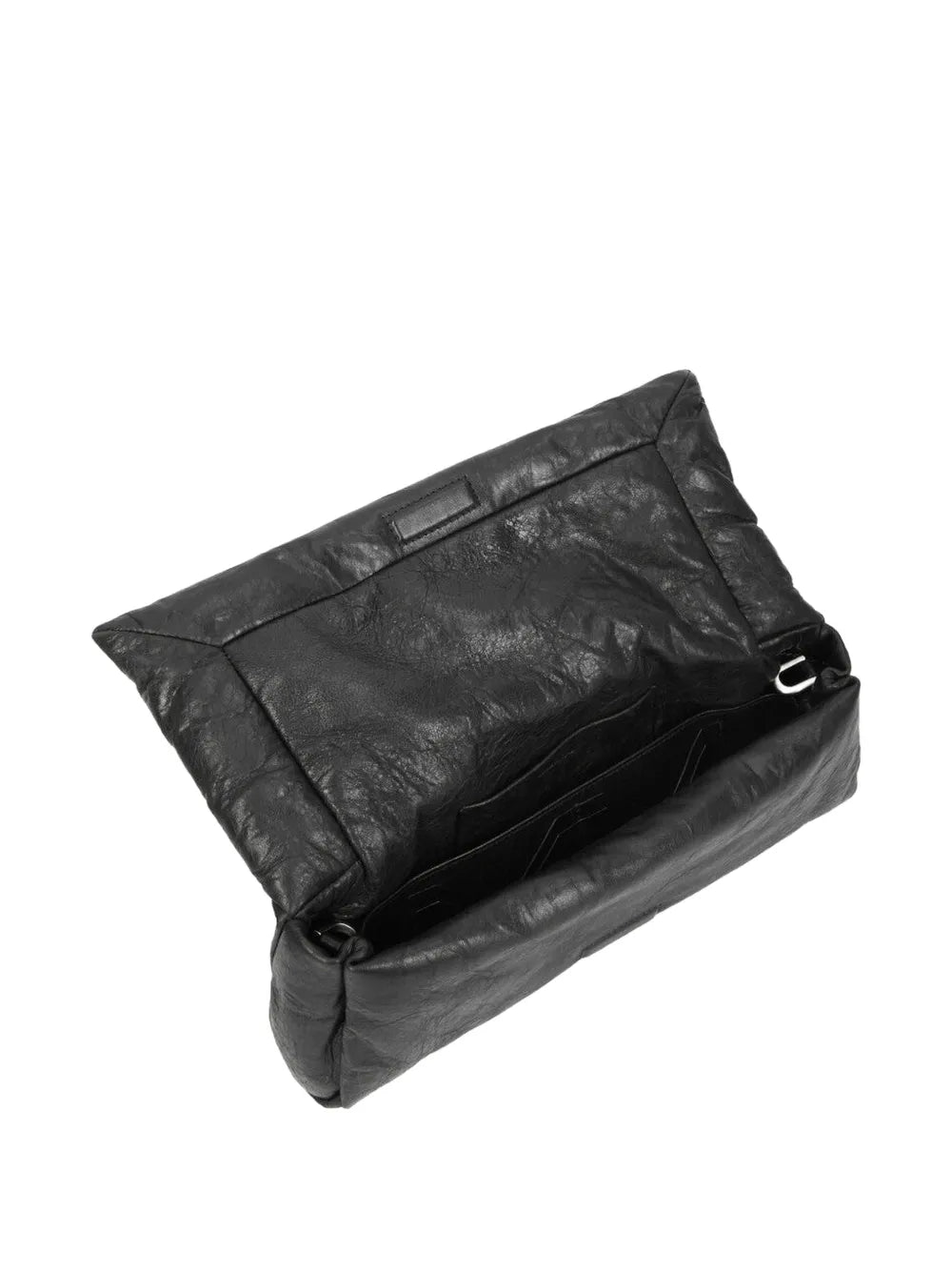 Tower clutch in black tumbled lamb