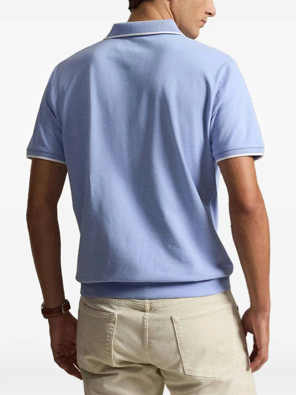 zip-neck logo-embroidered polo shirt