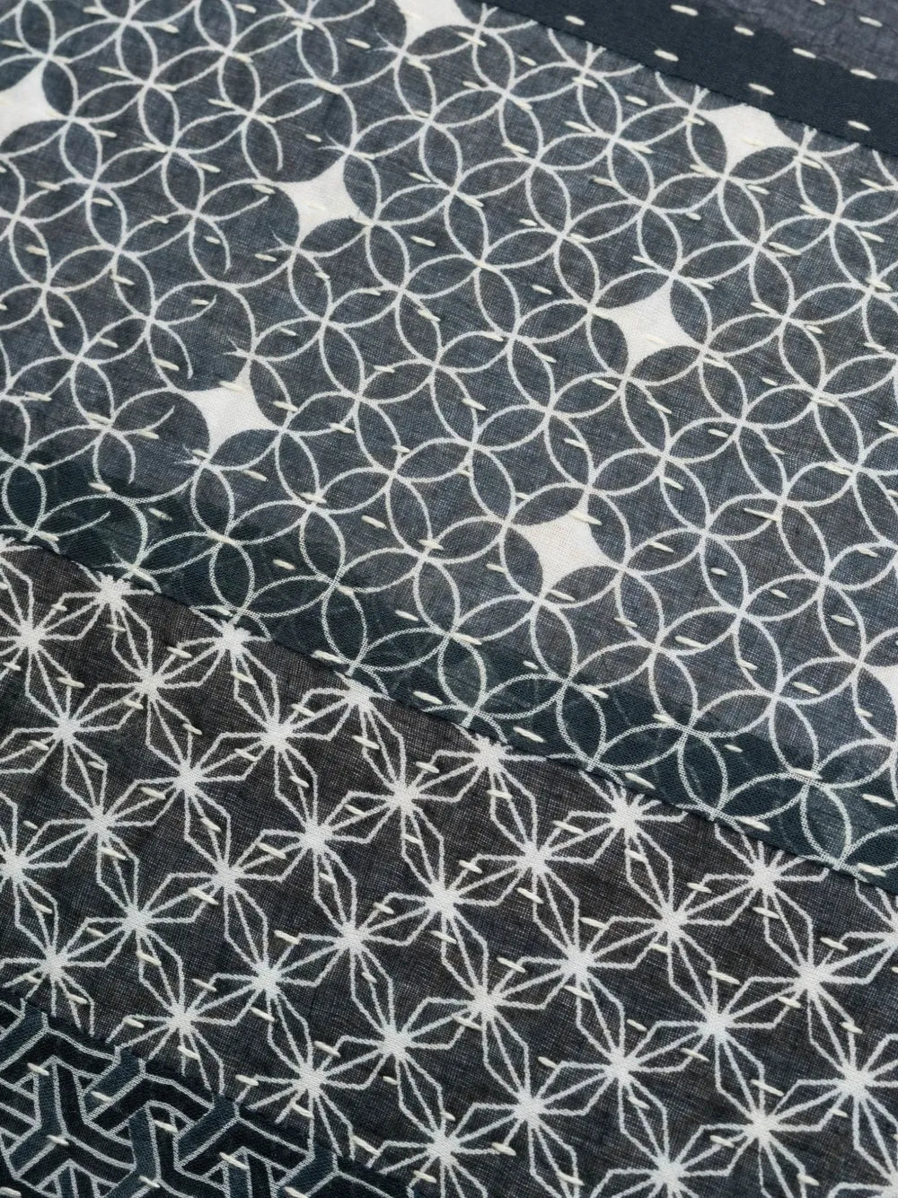 Sashiko-stitch patchwork cushion