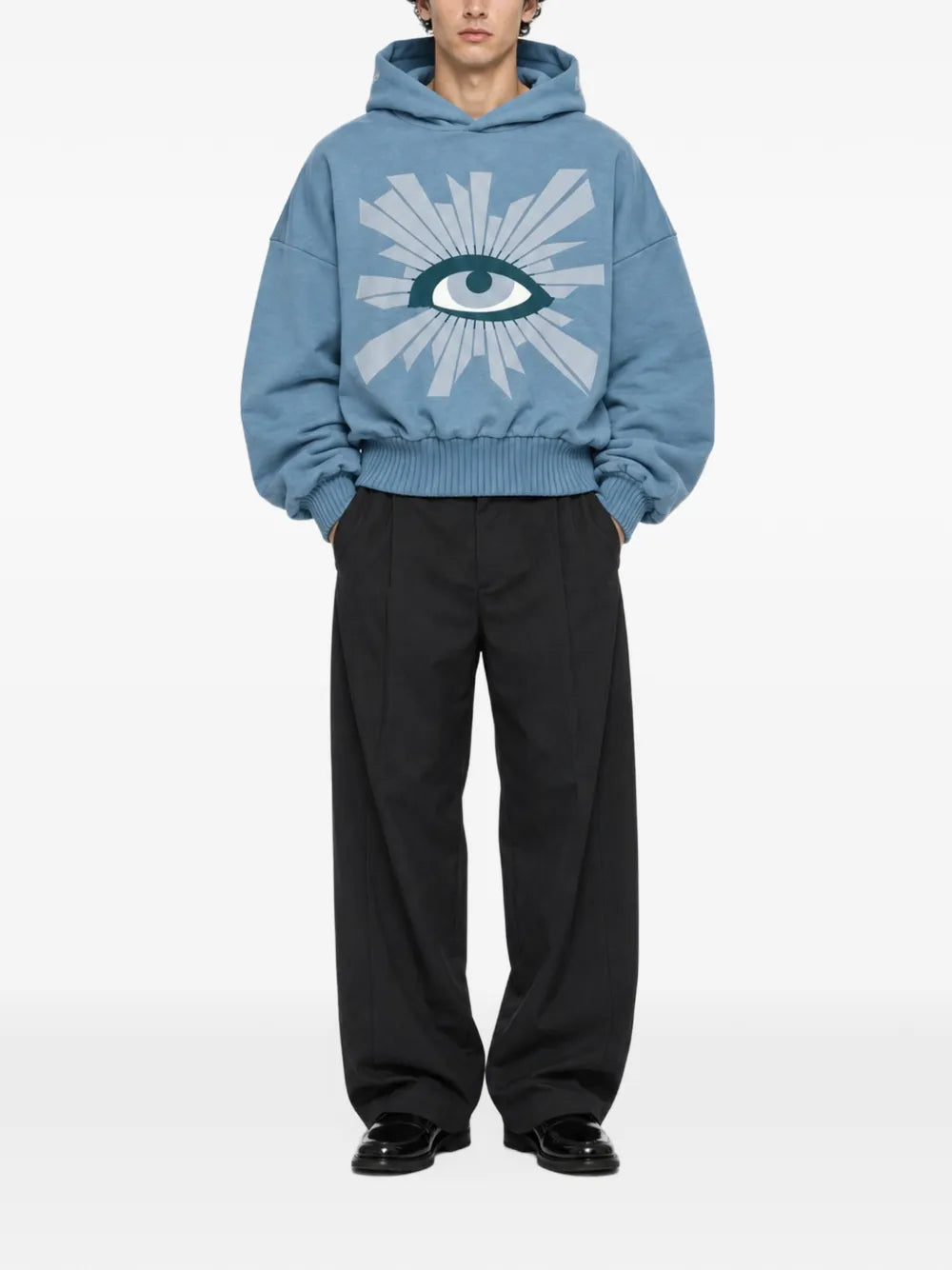 eye-print ribbed-trim hoodie