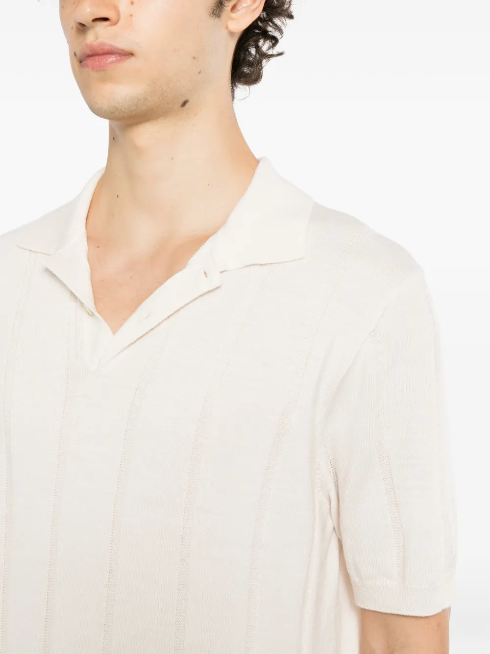ribbed-knit polo shirt