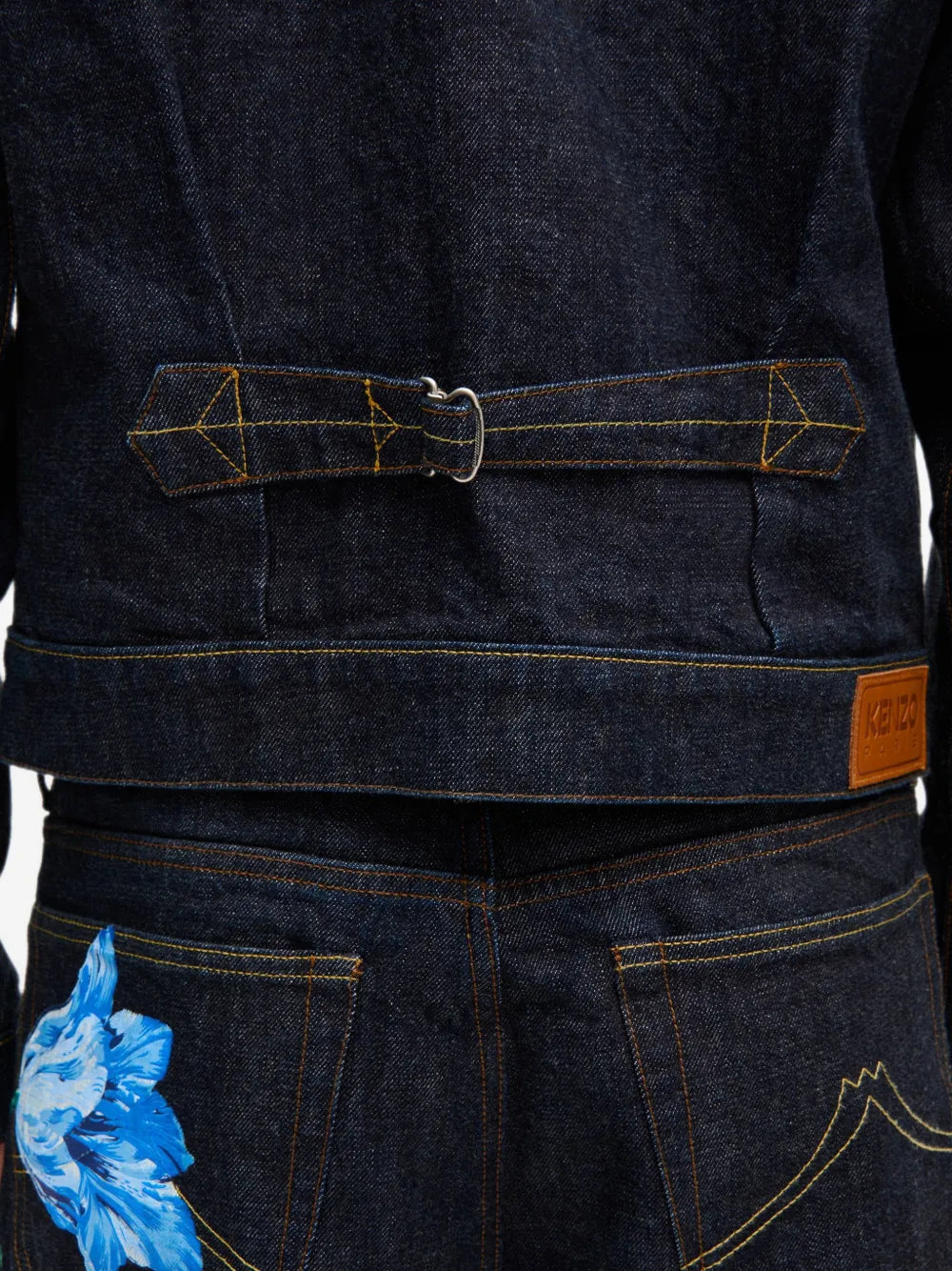 KENZO Tulip pleated denim trucker jacket