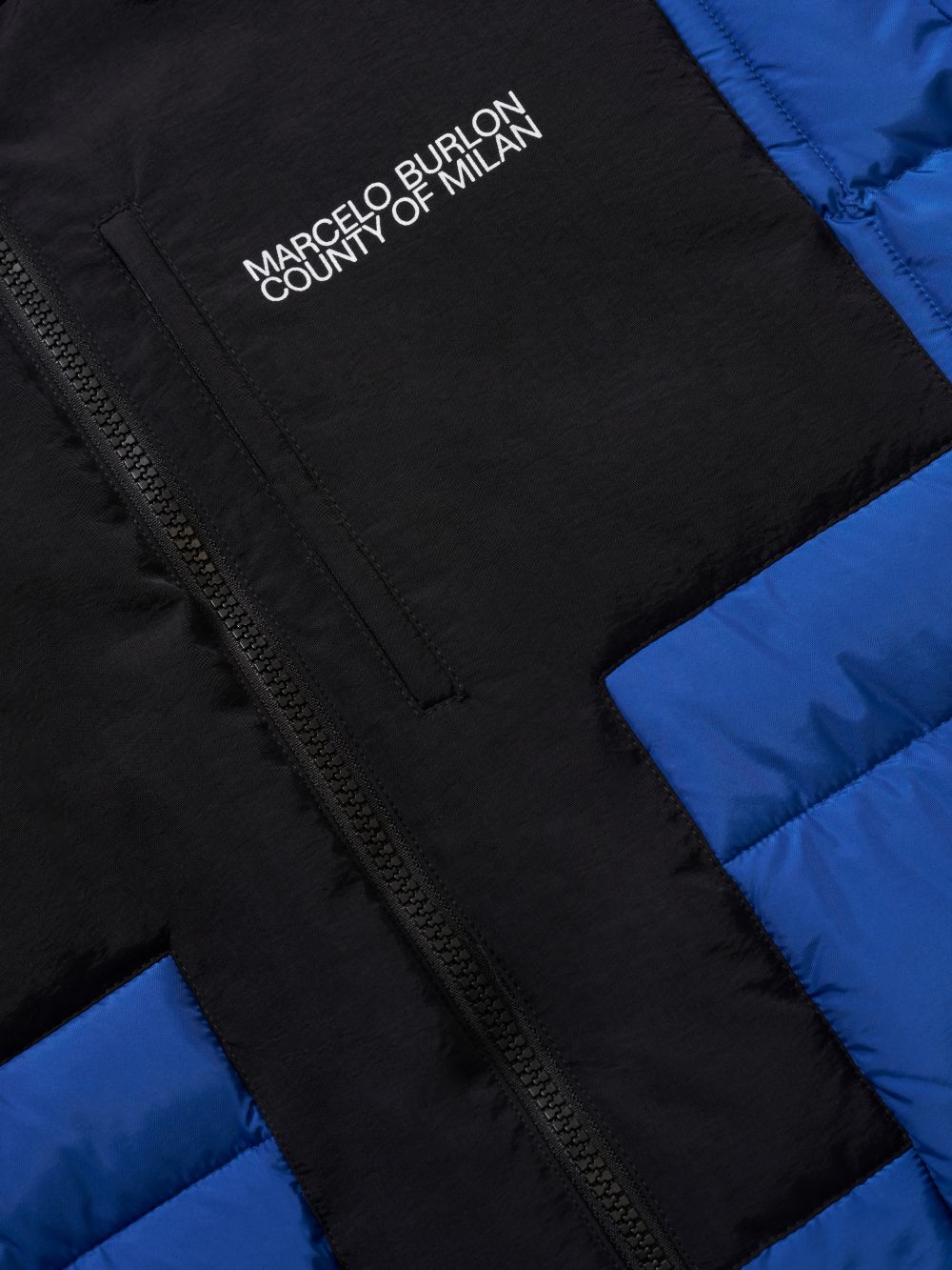 Cross Block Nylon Down Jacket Blue Black