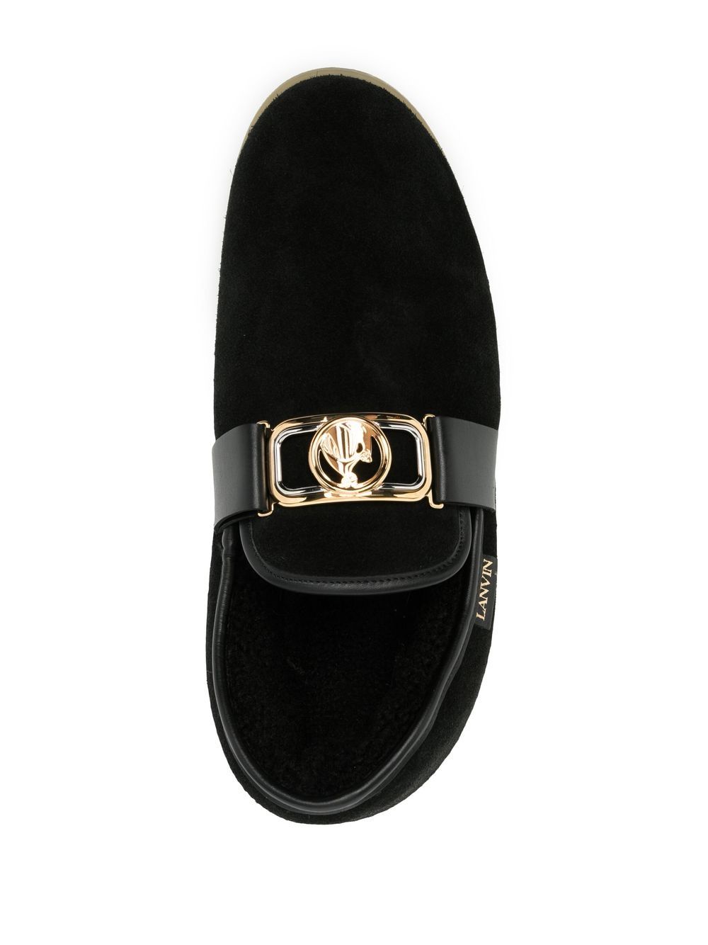 Velvet Logo-Buckle Slippers