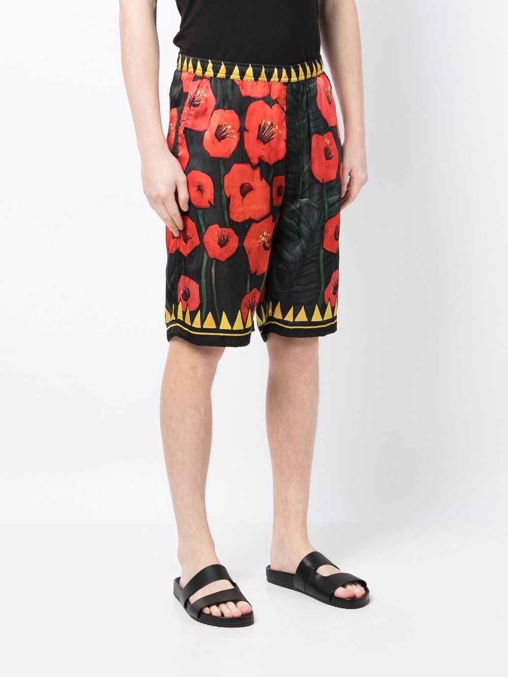 Floral-Print Silk Shorts