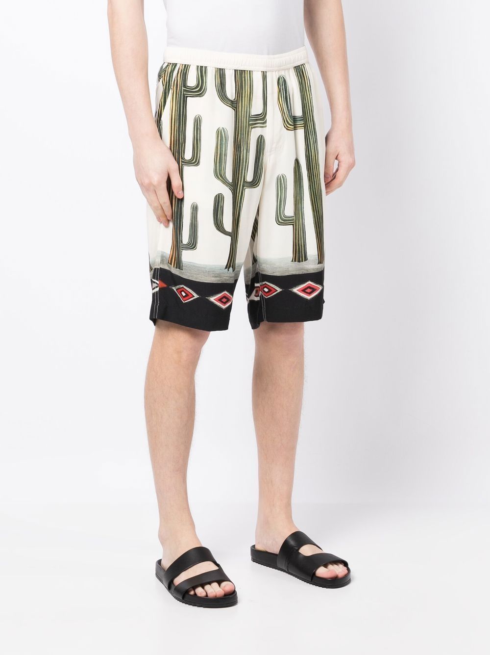 Graphic-Print Rayon Shorts