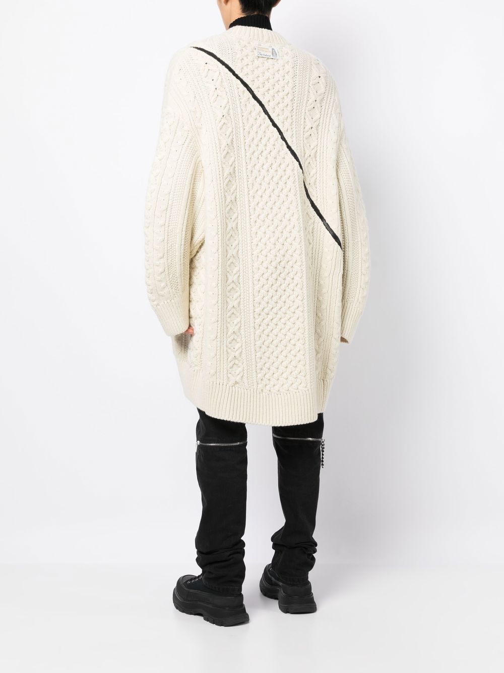 Zip-Detail Aran-Knit Cardigan