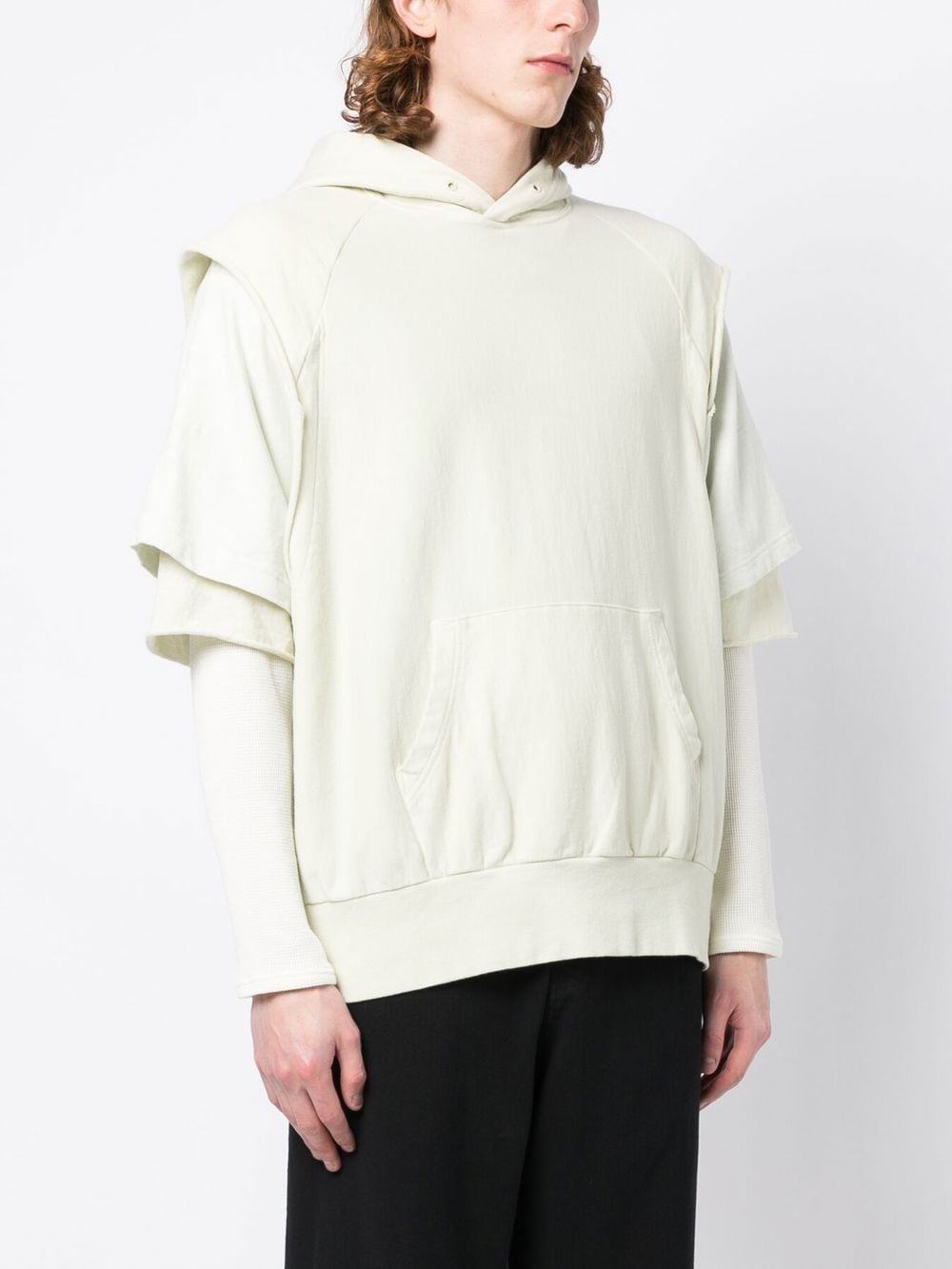 Layered-Sleeve Cotton Hoodie