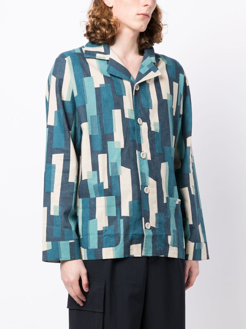Geometric-Print Button-Up Shirt