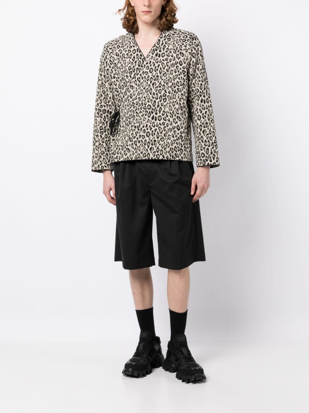 Leopard-Print V-Neck Shirt