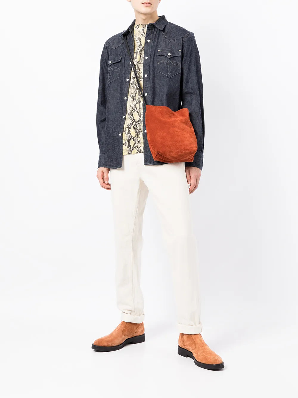 long-sleeve denim Western shirt