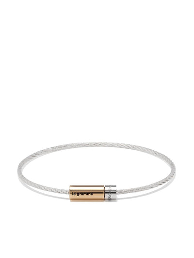 18Kt Gold And Silver 7G Polished Bicolor Cable Bracelet