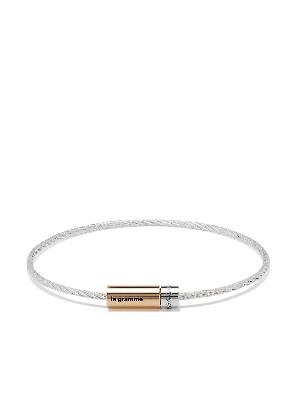 18kt gold and silver 7g polished bicolor cable bracelet