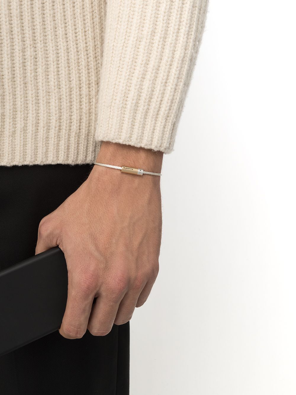 18kt gold and silver 7g polished bicolor cable bracelet