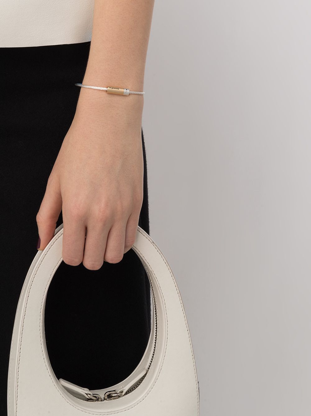 18kt gold and silver 7g polished bicolor cable bracelet