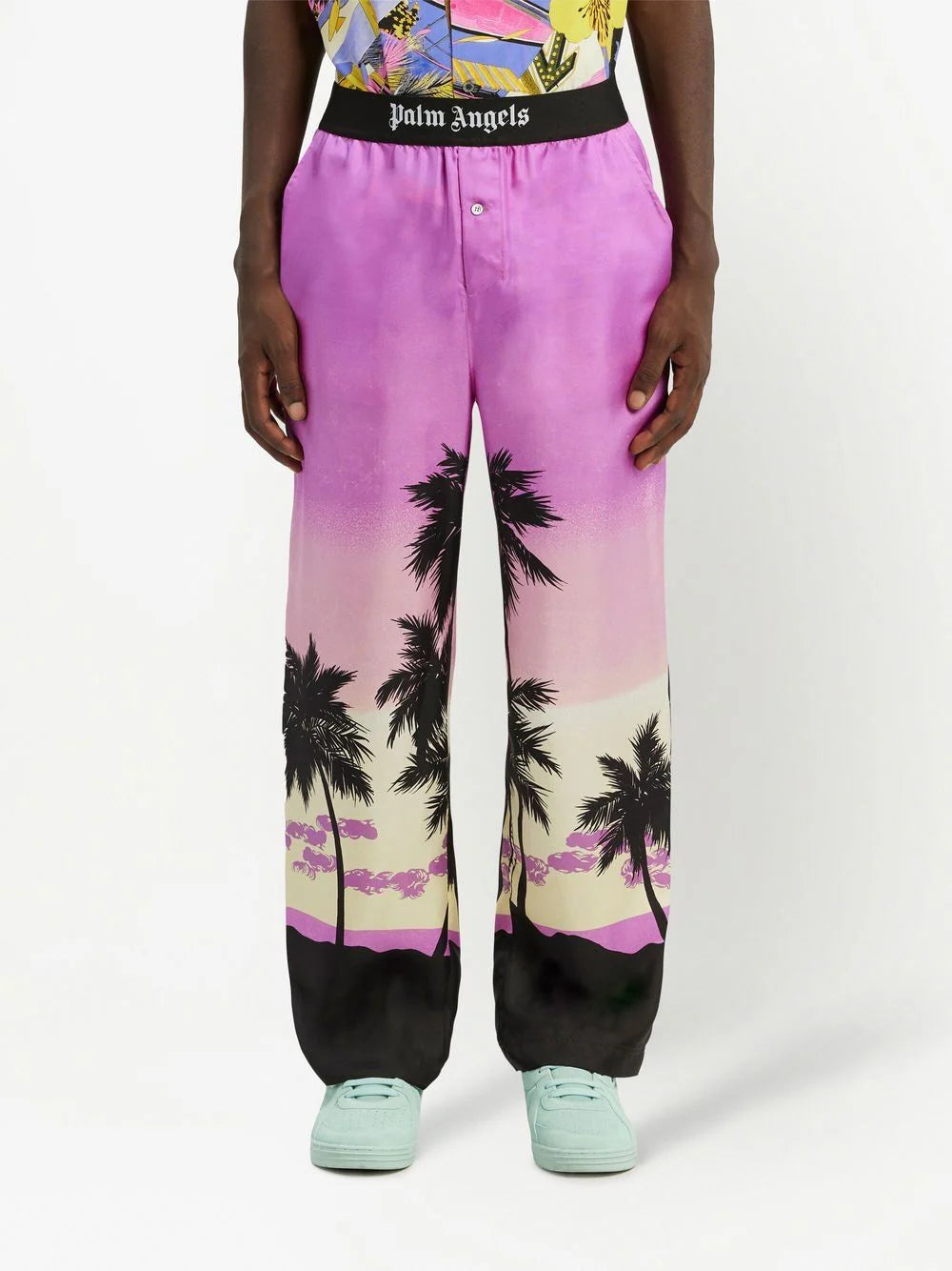 Sunset-Print Straight Trousers