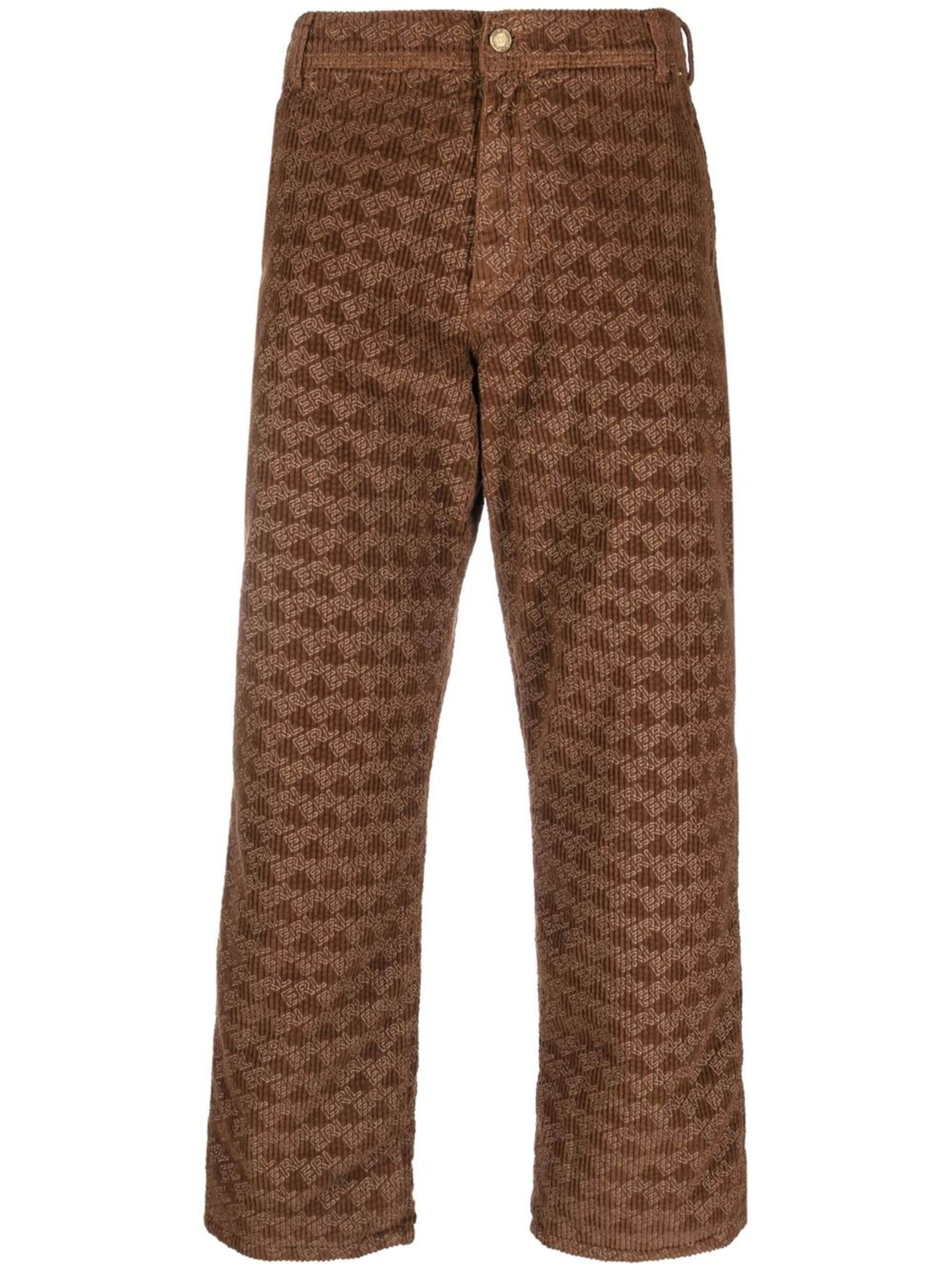 Graphic-Print Corduroy Trousers