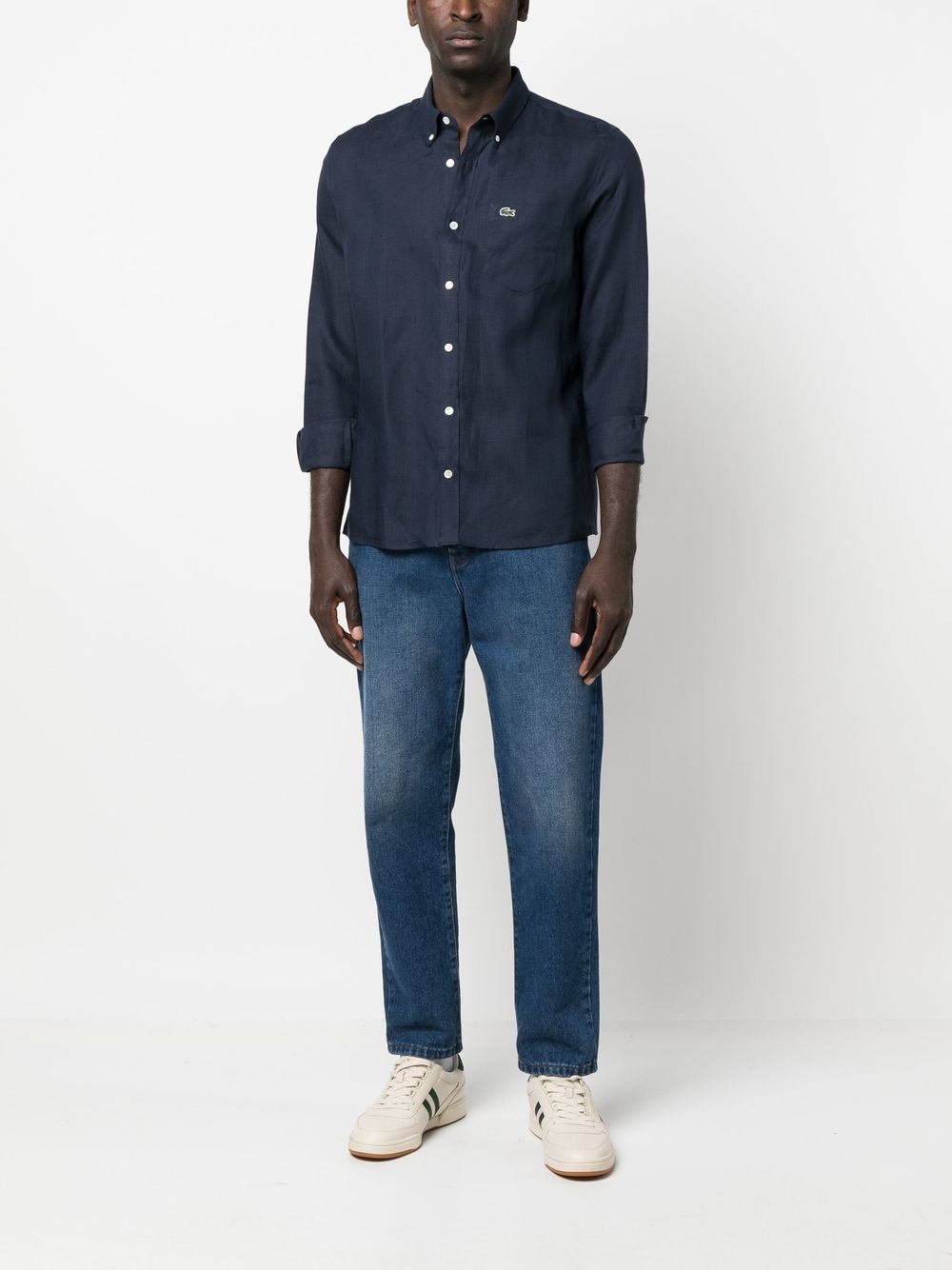 logo-embroidered button-down shirt