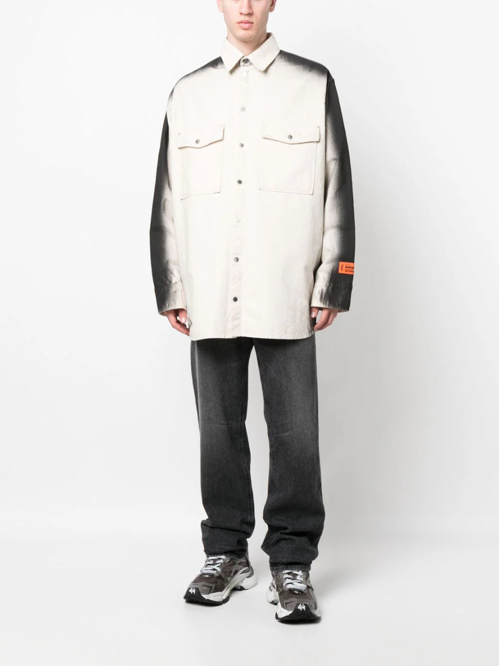 Faded-Effect Logo-Patch Shirt