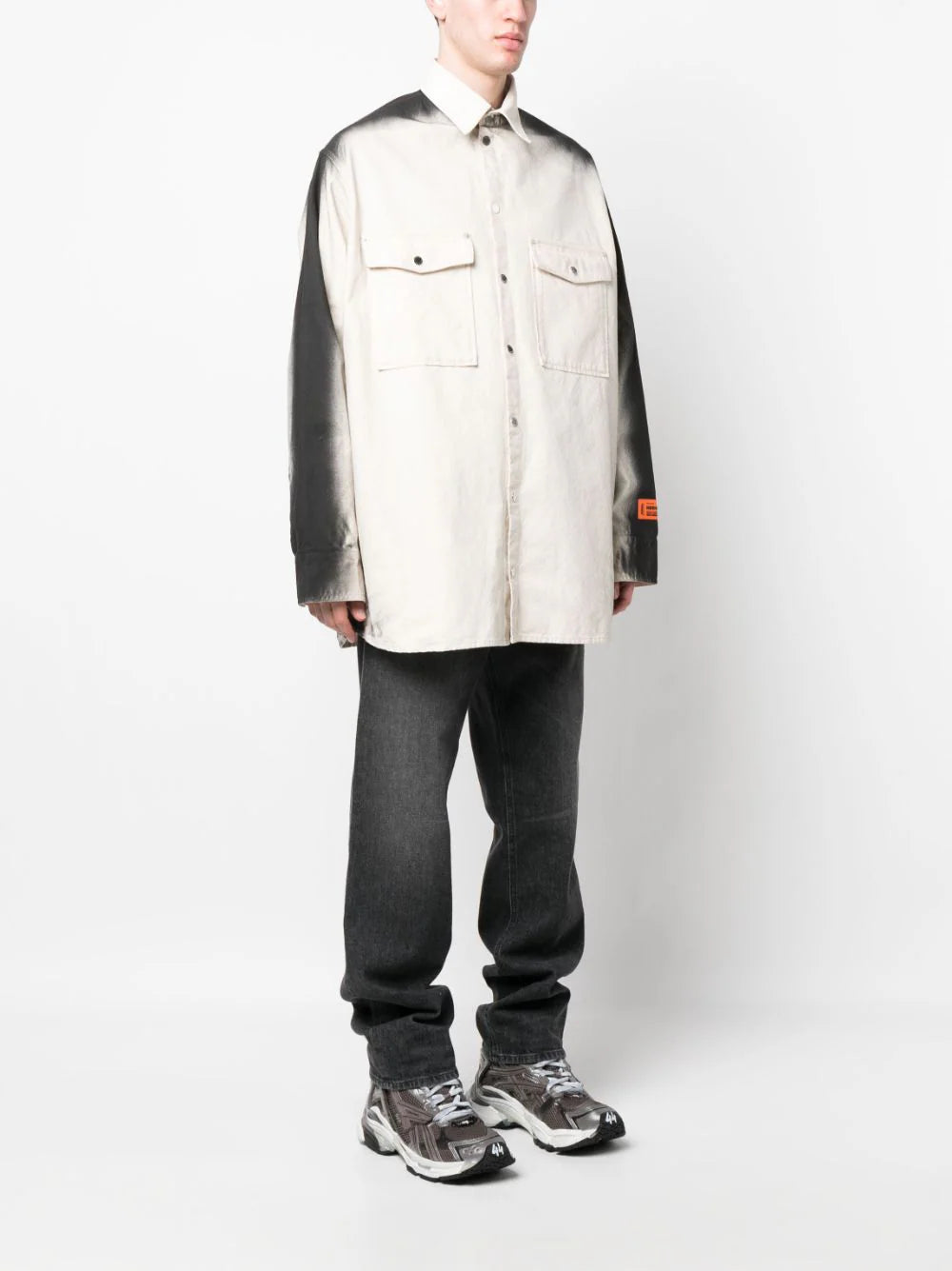 Faded-Effect Logo-Patch Shirt