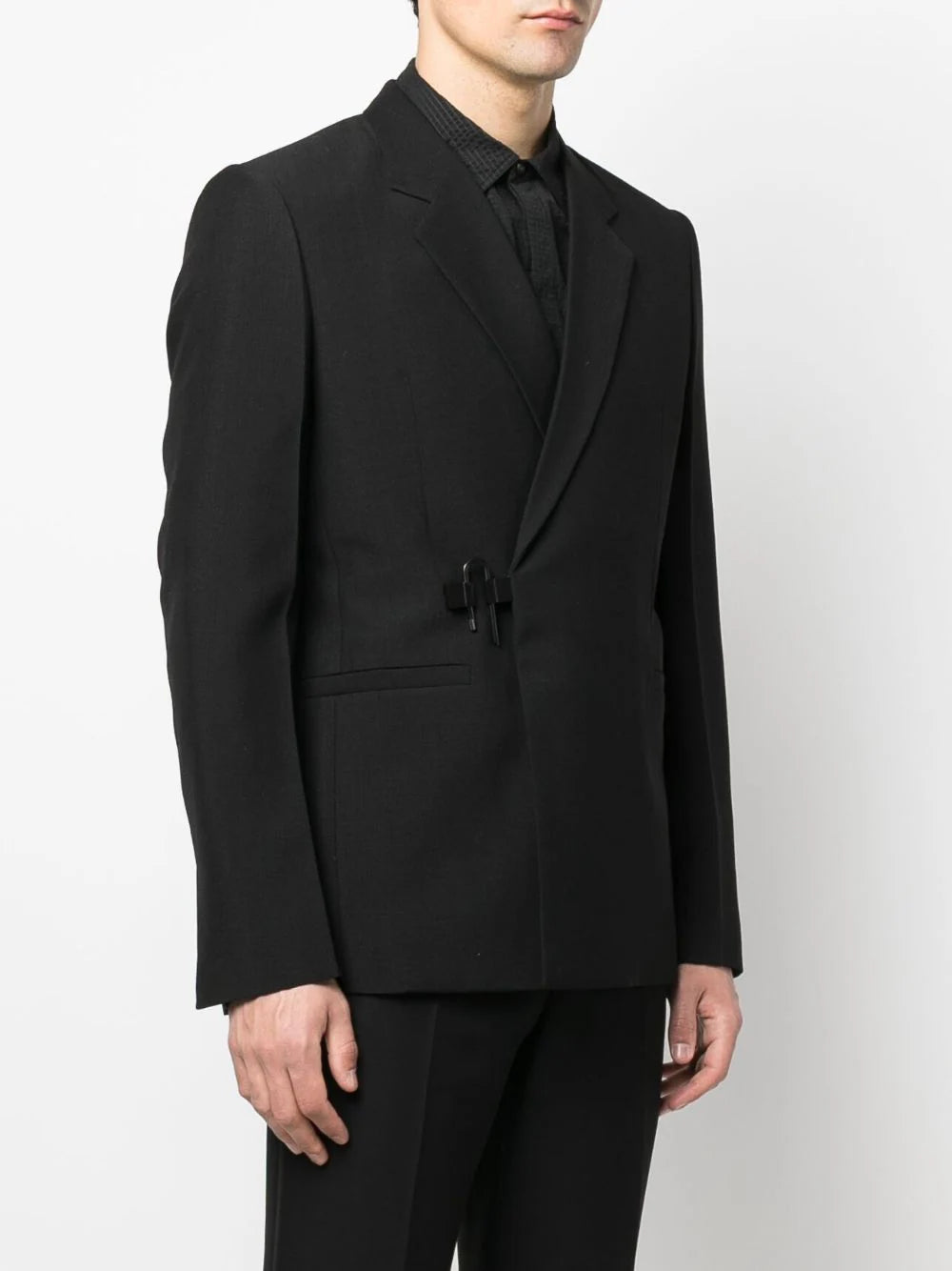 Padlock-Fastening Notched Lapels Blazer