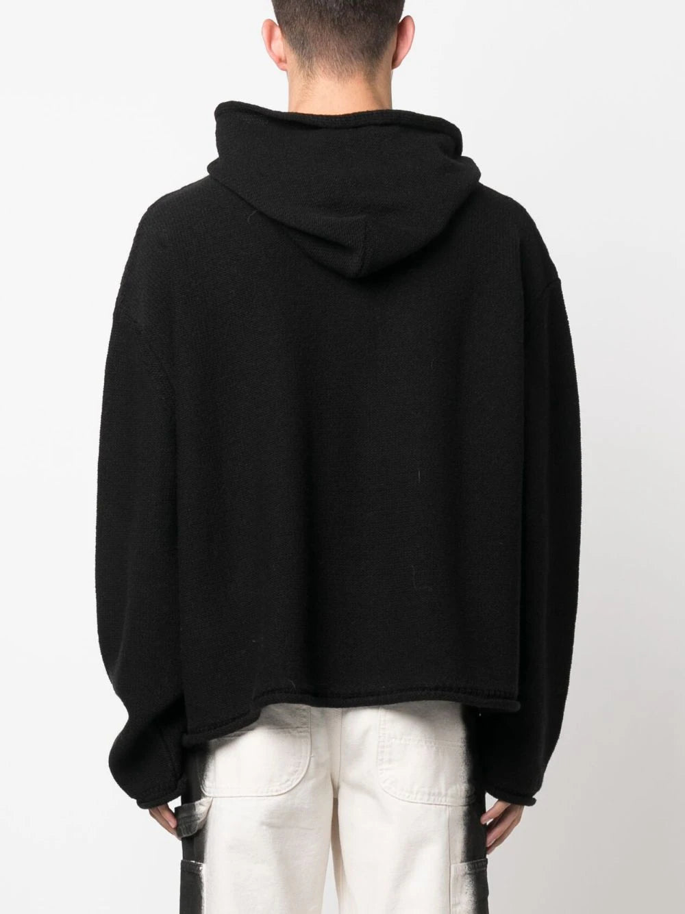 Number-Motif Knitted Hoodie