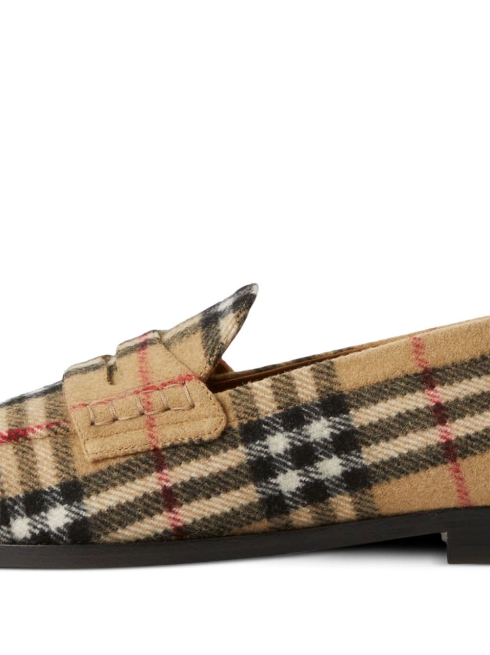 Check-Pattern Round-Toe Loafers