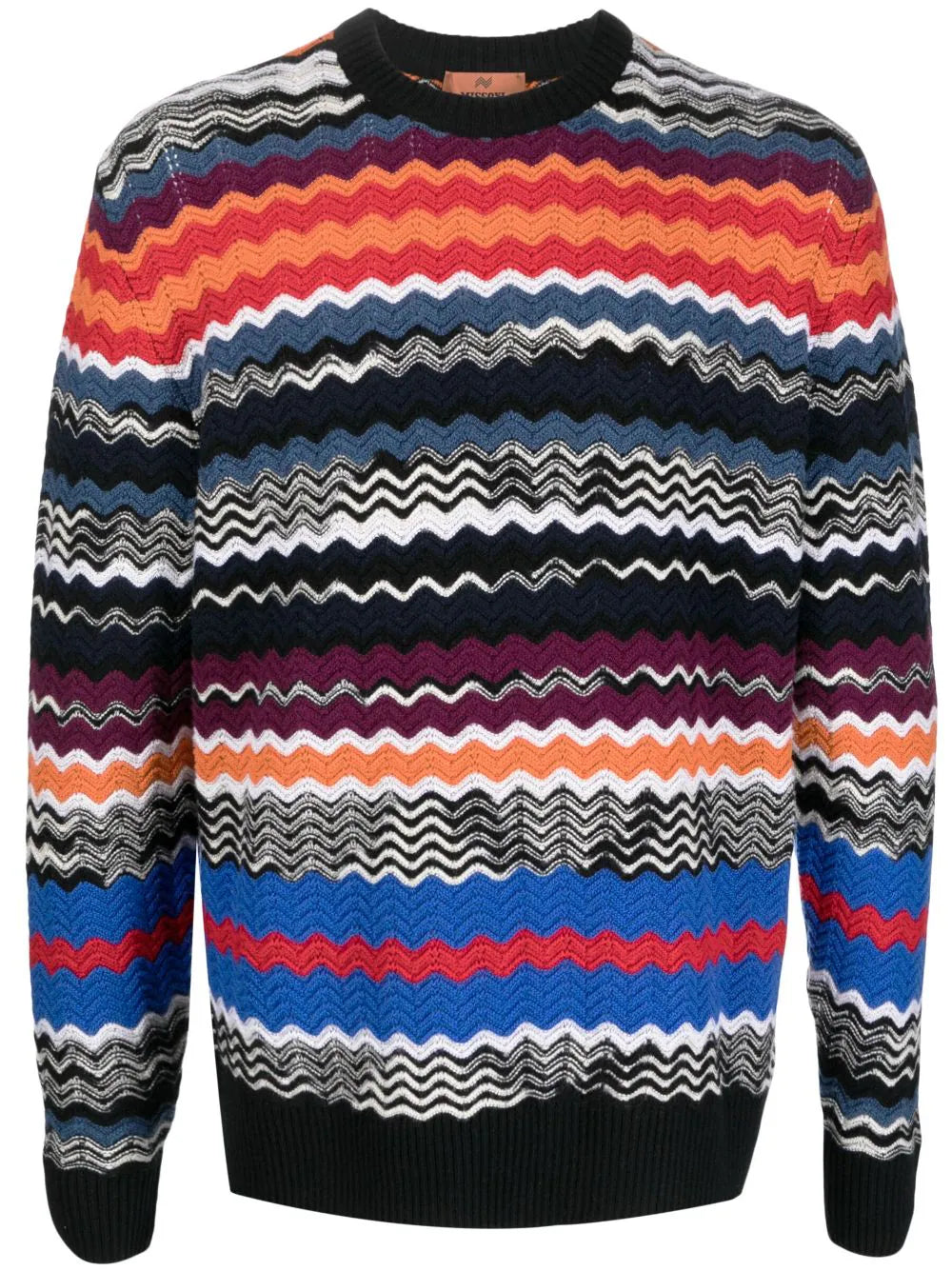 Zigzag-Pattern Drop-Shoulder Jumper